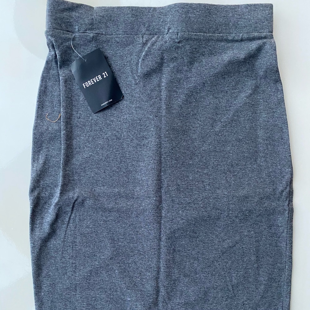 Grey Fitted Mid Length Skirt